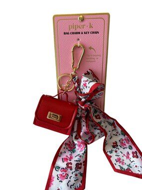 Piper K Red Handbag & Satin Scarf Bag Charm